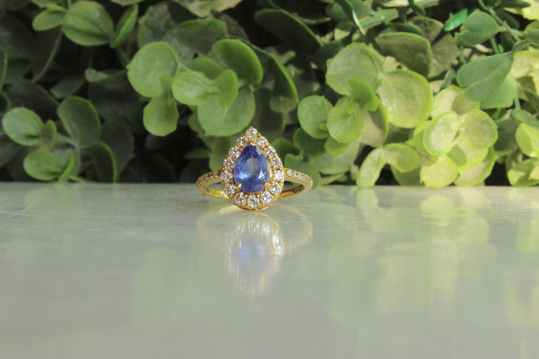 Natural Tanzanite Diamond Ring In 14K Solid Gold, Gemstone Ring With Natural Diamonds, Gift for Women