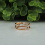 Load image into Gallery viewer, Twist Diamond Ring In 14K Solid Gold, Criss Cross Ring With Natural Diamonds, Gift for Women
