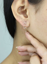 Load image into Gallery viewer, Hexagonal Small Diamond Dangle Earrings, 14k Solid Gold Minimalist Earrings, Natural Diamonds, Polygon Diamond Earrings, Gift for her
