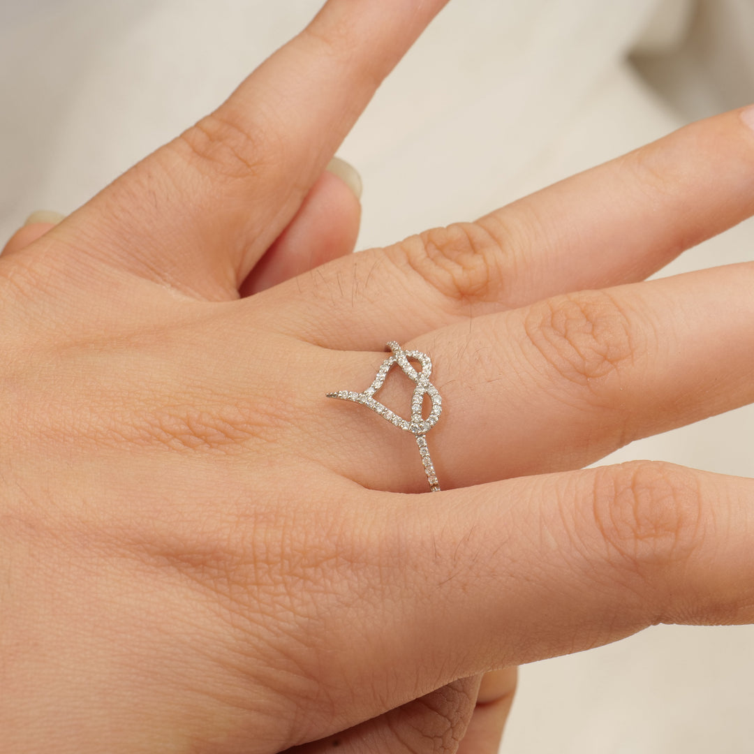 Heart Diamond Ring, Love Ring, 14k Solid Gold, Natural Diamonds, Proposal Ring, , Everyday Jewelry Gift For Her