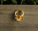 Load image into Gallery viewer, Solitaire engagement Diamond Flower Ring, 14k Solid Gold, Gold Petals Flower Ring, Natural Diamonds, Gift for her
