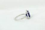 Load image into Gallery viewer, Blue Sapphire Diamond Ring, Gemstone Ring, Emerald Cut Blue Sapphire Ring, 14k Solid Gold, Natural Diamonds, Gift for her
