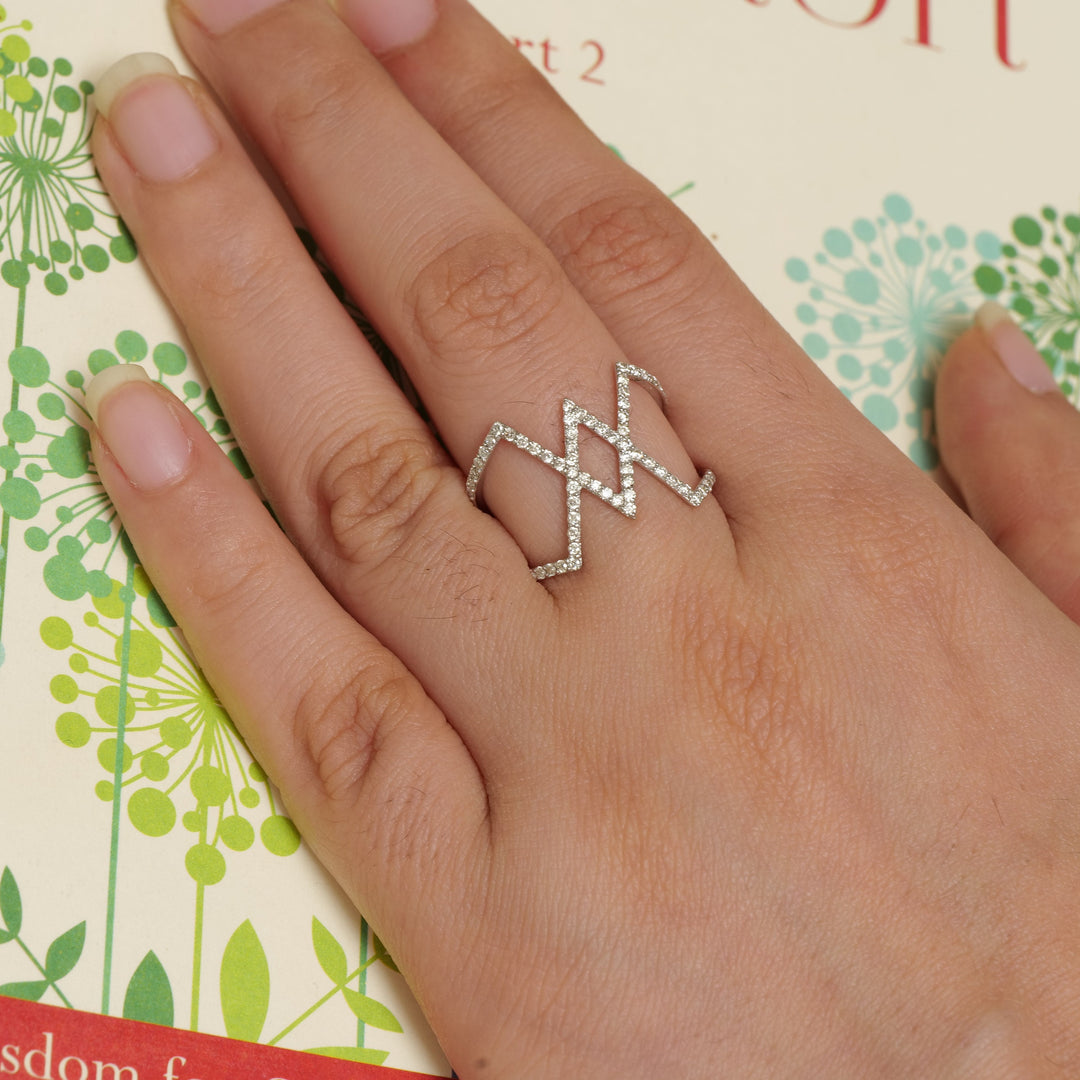 Criss Cross Diamond Ring, 14k Solid Gold, Natural Diamonds, Everyday Wear Jewelry, Ready To Ship, Women&#39;s Day Gift