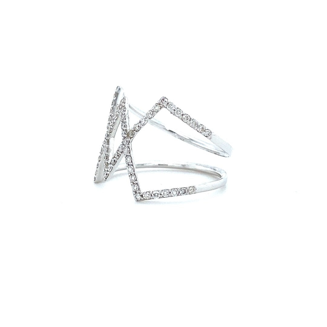 Criss Cross Diamond Ring, 14k Solid Gold, Natural Diamonds, Everyday Wear Jewelry, Gift for her