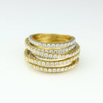 Load image into Gallery viewer, Wide Band Ring with multiple rows of Natural Diamonds, 14K Solid Gold, Cocktail Band, Gift for Her
