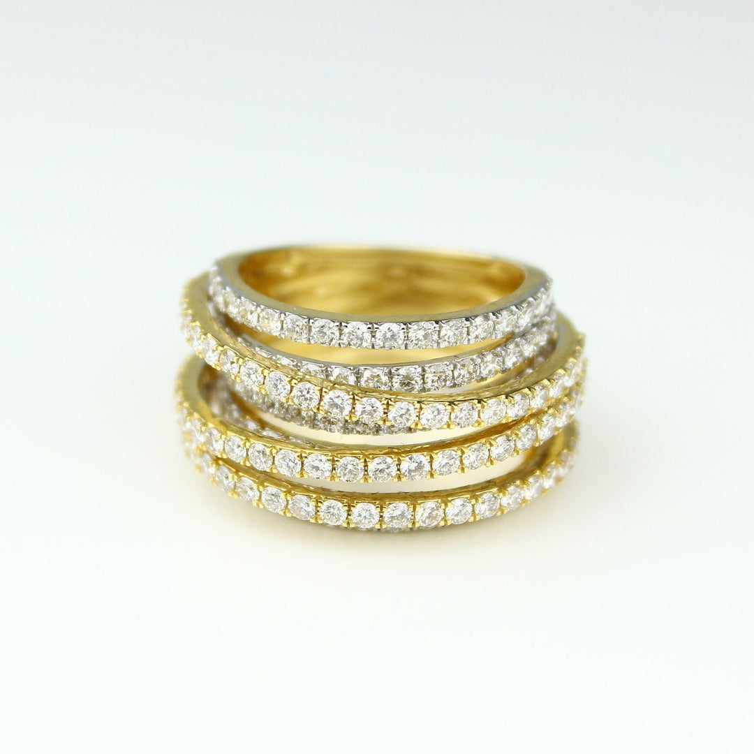 Wide Band Ring with multiple rows of Natural Diamonds, 14K Solid Gold, Cocktail Band, Gift for Her