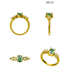 Load image into Gallery viewer, Oval Emerald Diamond Engagement Ring, 14K Solid Gold, Natural Diamond, Green Gemstone Promise Ring, Wedding Statement Ring, Gift For Her
