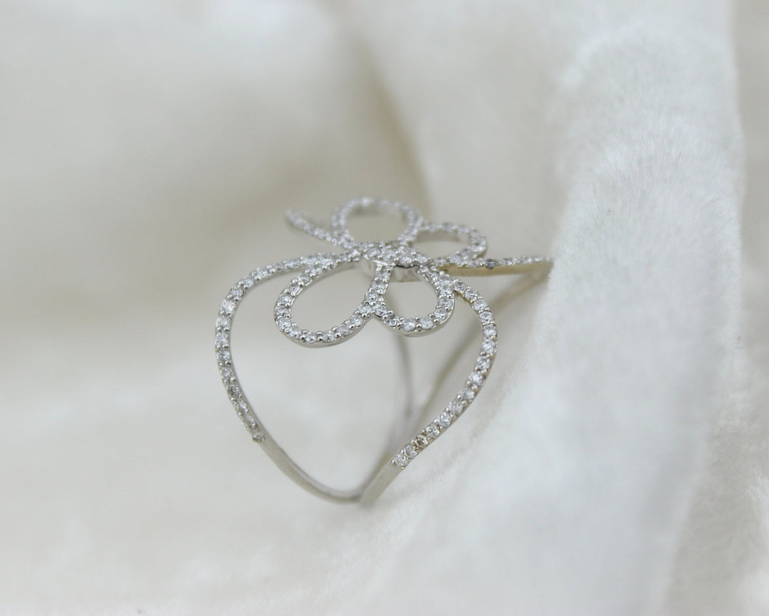 Dainty Butterfly Diamond Ring, 14k Solid Gold, Natural Diamonds, Everyday Ring, Gift for Her