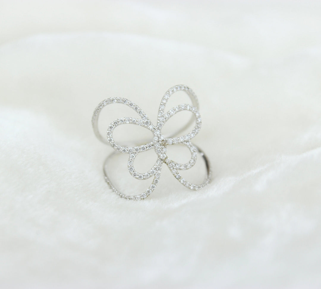 Dainty Butterfly Diamond Ring, 14k Solid Gold, Natural Diamonds, Everyday Ring, Gift for Her