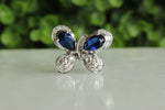 Load image into Gallery viewer, Blue Sapphire Butterfly Diamond Ring in 14K Solid Gold, Natural Diamonds,  Gemstone Ring, Gift for her
