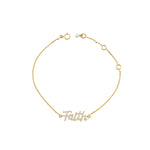 Load image into Gallery viewer, Faith Chain Diamond Bracelet in 14k Solid Gold, Natural Diamonds, Inspirational Jewelry, Gift for her, Handcrafted Jewelry, Word Bracelet
