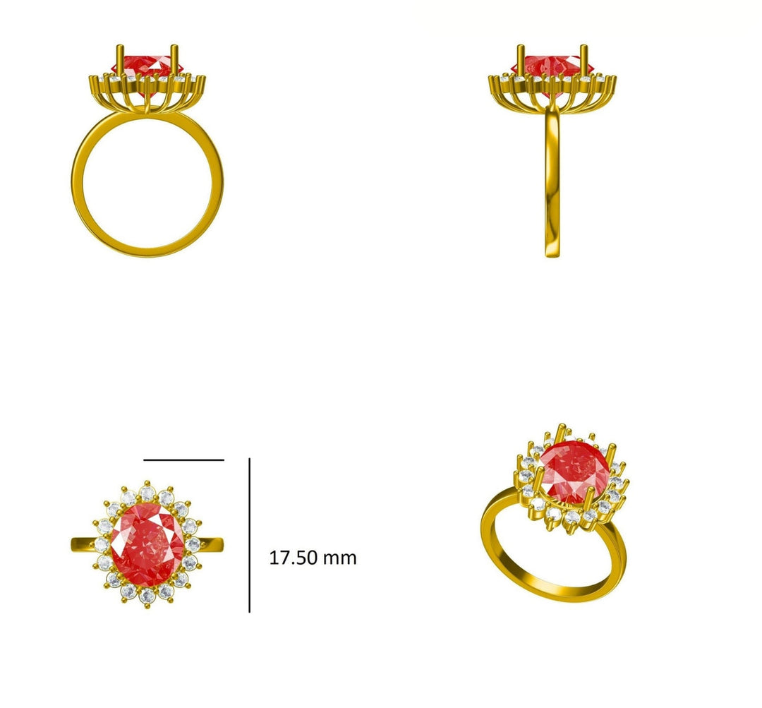 Oval Ruby Diamond Ring, 14k Solid Gold, Natural Diamonds, Cocktail Ring, Gemstone Halo Jewelry, Statement Ring, Gift For Her