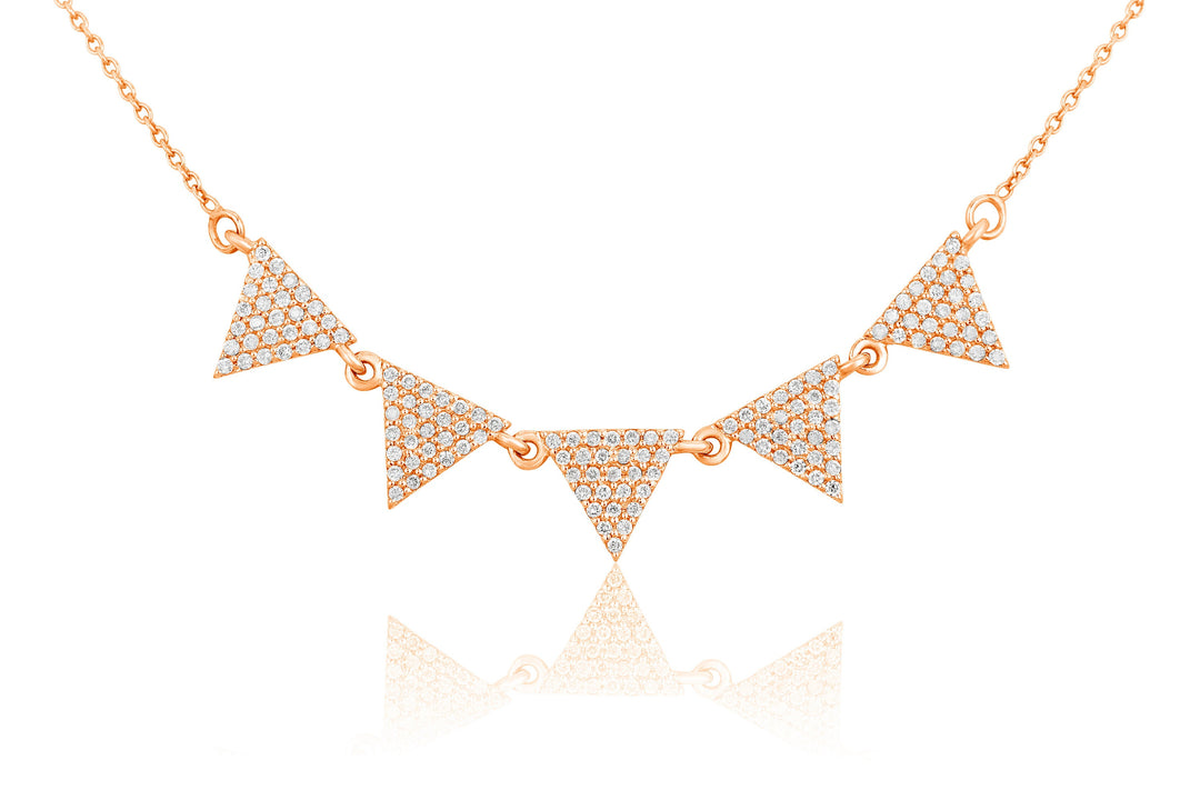 Triangle Diamond Necklace, 14k Solid Gold, Natural Diamonds, Layering Necklace, , Everyday Geometric Jewelry Gift For Her