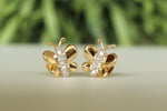 Load image into Gallery viewer, Kids Butterfly Diamond Stud Earrings, 14k Solid Gold, Natural Diamonds, Kids Jewelry, Gift for toddlers, girls and kids

