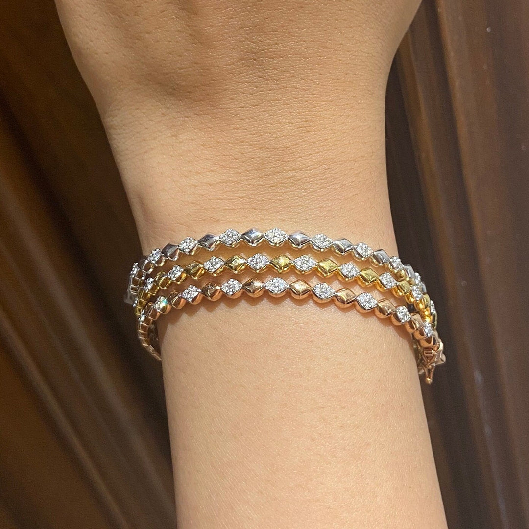 Bubble Drop design bangle bracelet, 14k Solid Gold, Natural Diamonds, Ready To Ship, Women&#39;s Day Gift