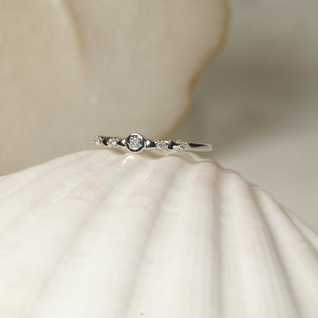 Dainty Diamond Ring in 14k Solid Gold, Natural Diamonds, Everyday Jewelry, Gift for her
