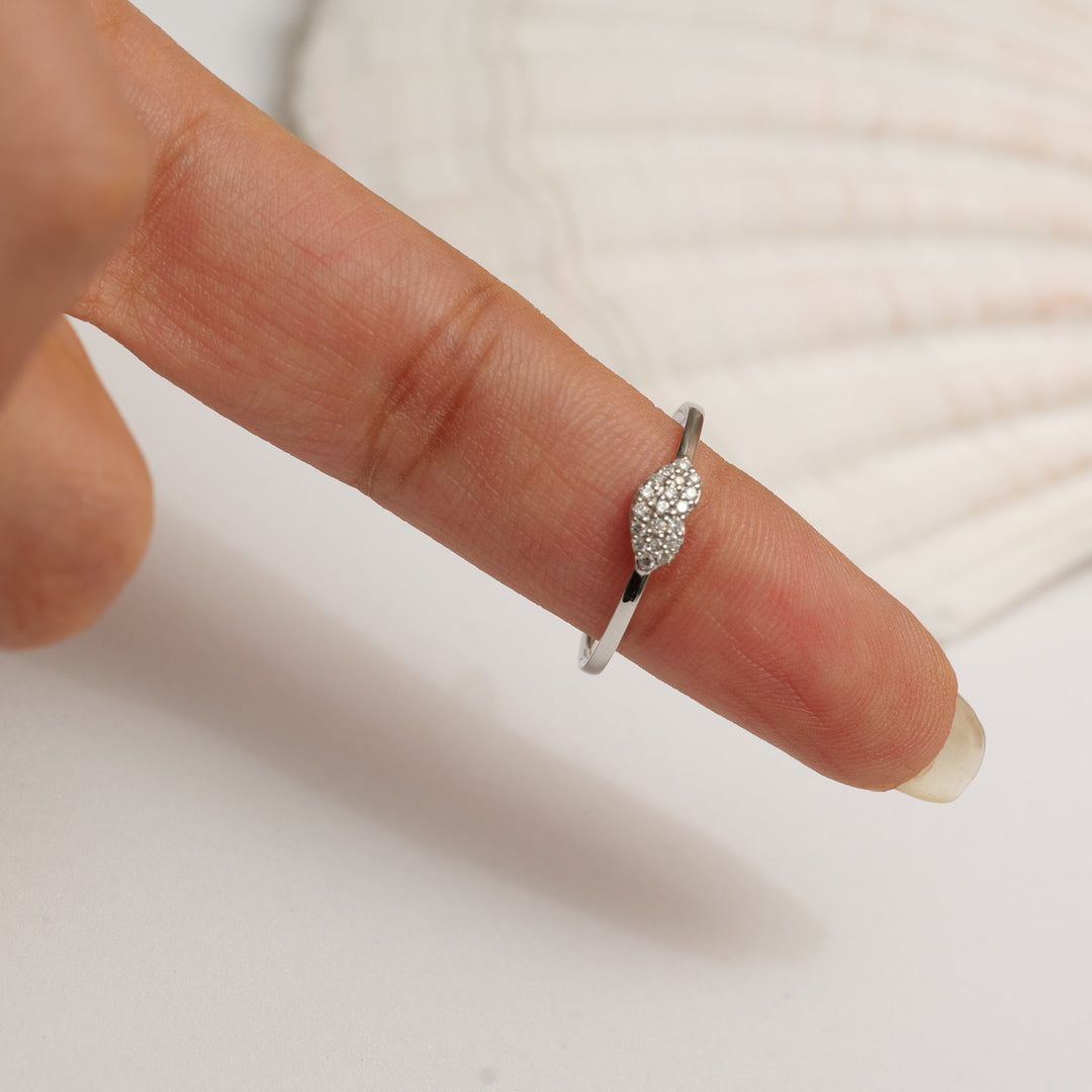 Heart Diamond Ring, 14k Solid Gold, Natural Diamonds, Proposal Ring, Everyday Wear Stackable Jewelry, Ready To Ship, Women&#39;s Day Gift