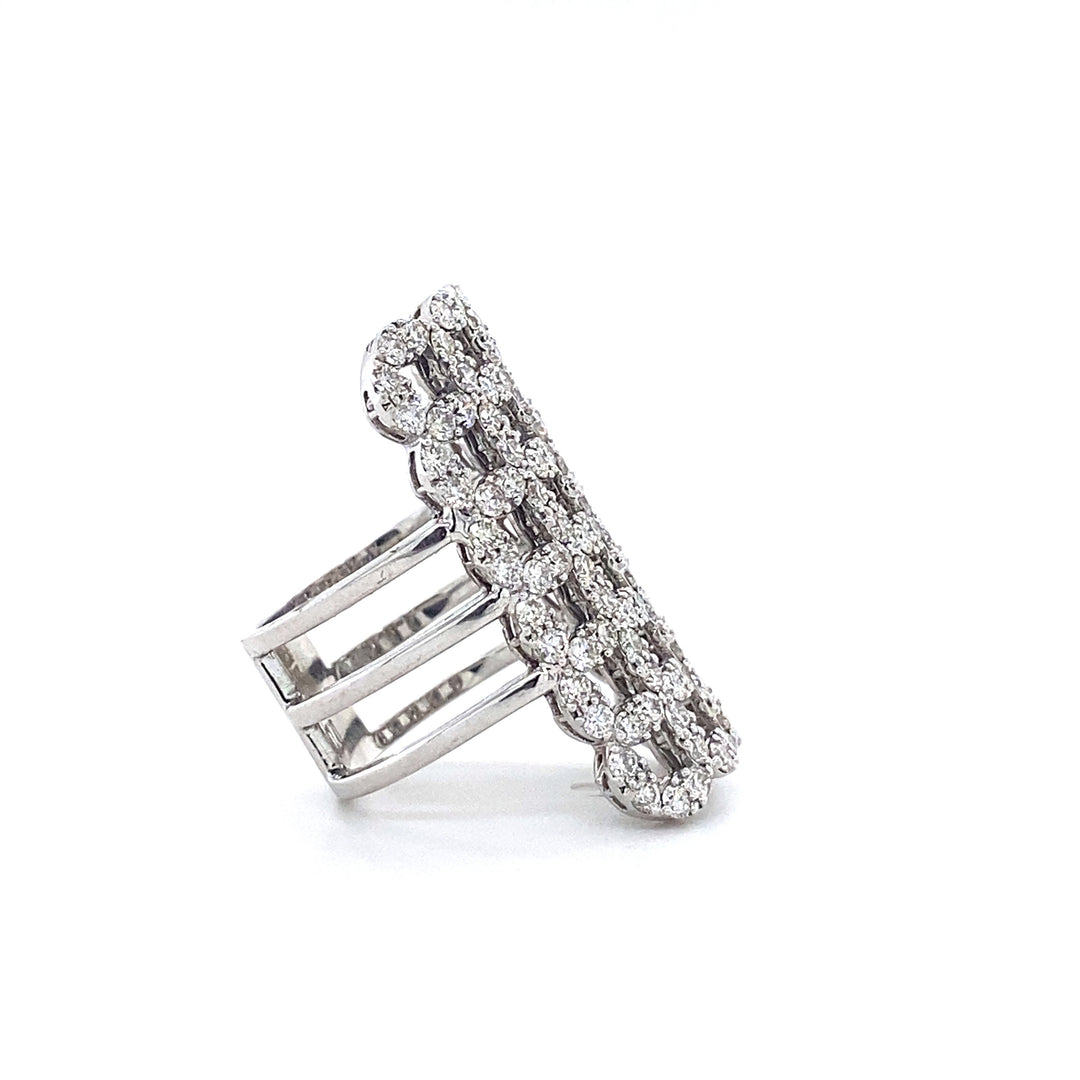 Check Design Cocktail Ring, Patterned Diamond Ring, Triple Shank Cocktail Ring, 14k Solid Gold, Natural Diamonds, Gift for her