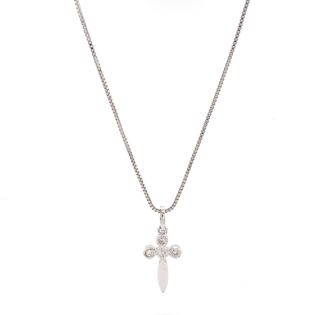 Cross Diamond Pendant in 14k Solid Gold, Natural Diamond Cross Necklace With Adjustable Chain, Bezel Setting, Communion Gift for her
