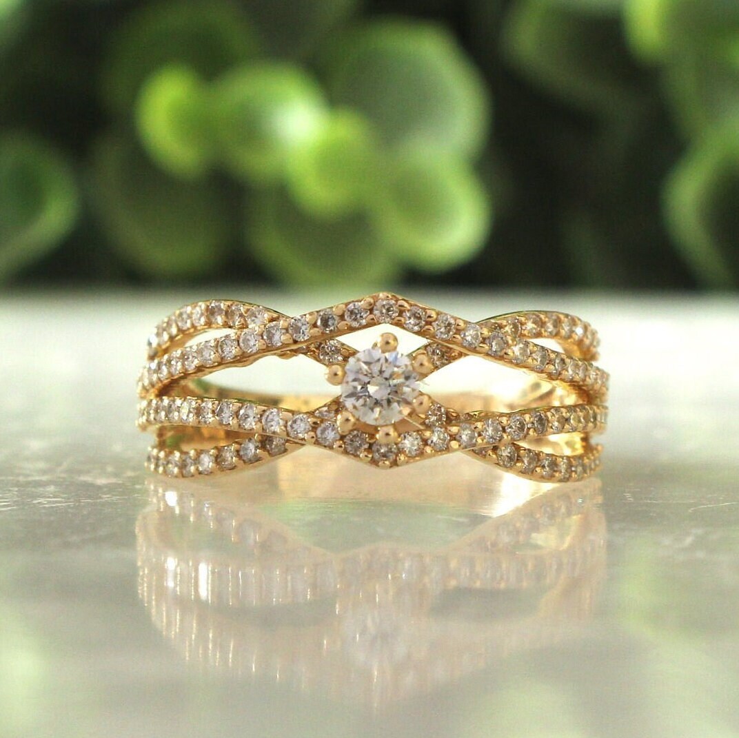 Solitaire Engagement Ring, 14k Solid Gold, Diamond Engagement Ring, Natural Diamonds, Gift for her