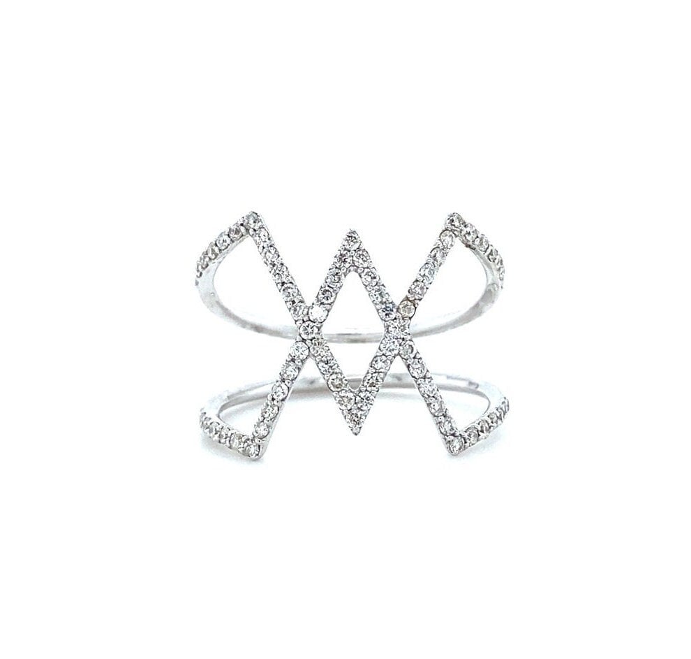 Criss Cross Diamond Ring, 14k Solid Gold, Natural Diamonds, Everyday Wear Jewelry, Gift for her
