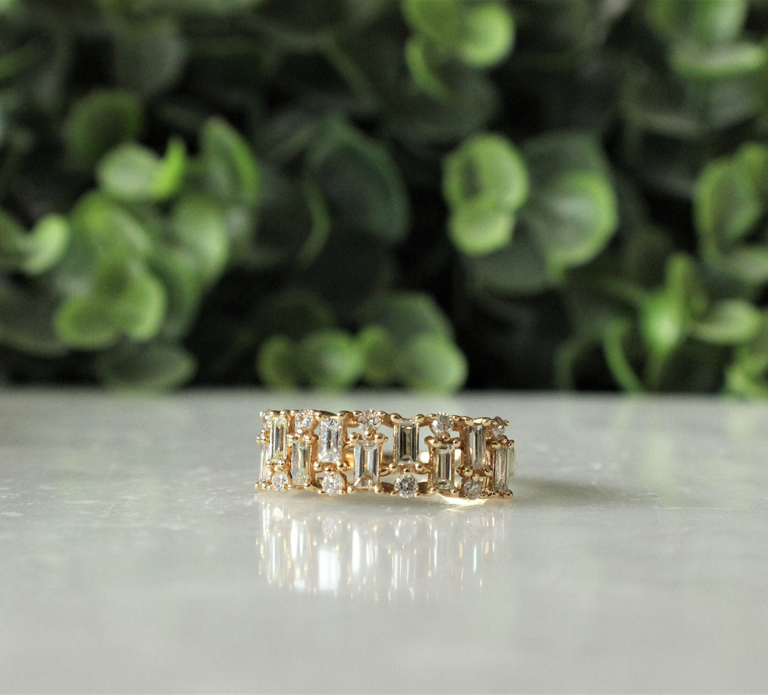 Baguette Diamond Wedding Band, Eternity Wedding Ring, 14k Solid Gold, Gift for Her, Natural Diamonds