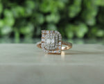 Load image into Gallery viewer, Baguettes and Round Diamond Ring In Illusion Setting, 14k Solid Gold, Natural Diamonds, Perfect Gift for her
