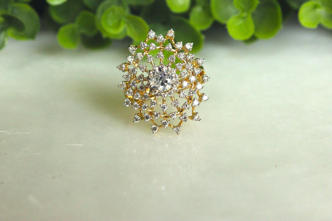Solitaire Engagement Cocktail Diamond Ring, 14k Solid Gold Wedding Ring, Natural Diamonds, Bridal Jewelry, Gift for her