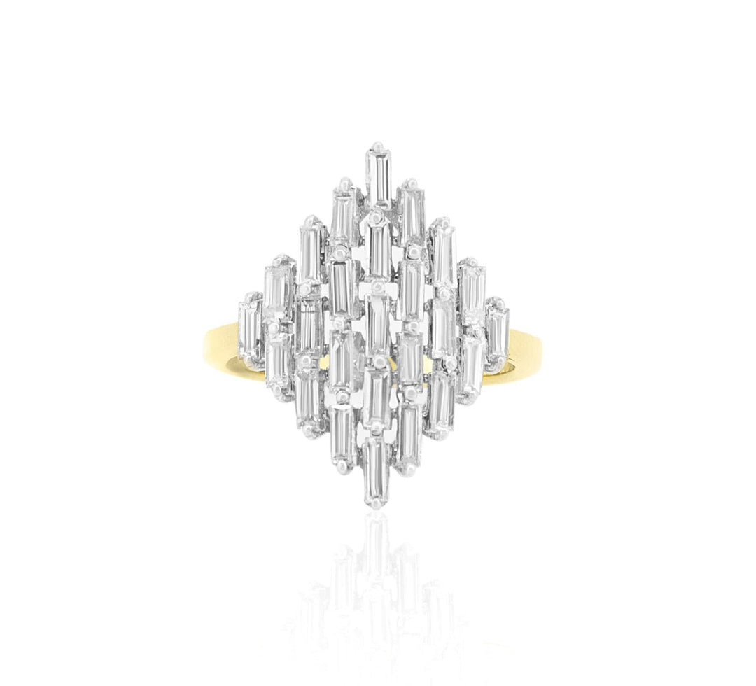 Baguette Diamond Ring, Diamond cluster setting Ring, Baguette Diamond Engagement Ring, Natural Diamonds, 14K Solid Gold, Gift for her