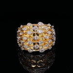 Load image into Gallery viewer, Bezel Diamond Broad Ring, 14k Solid Gold Diamond Band,  Natural Diamonds, Cocktail Ring, Gift for her
