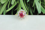 Load image into Gallery viewer, Ruby Diamond Gemstone Ring, 14k Solid Gold, July Gemstone, Birthstone Ring, Natural Diamonds, Gift for her
