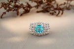 Load image into Gallery viewer, Aquamarine Diamond Ring In 14k Solid Gold, Birthstone Ring With Natural Diamonds, Gift for Her
