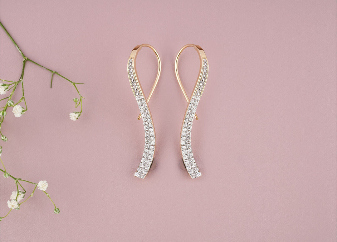 Diamond Dangle Earrings in 14k Solid Gold, Bridal Earrings, Natural Diamonds,  Gift for Ready To Ship, Women&#39;s Day Gift