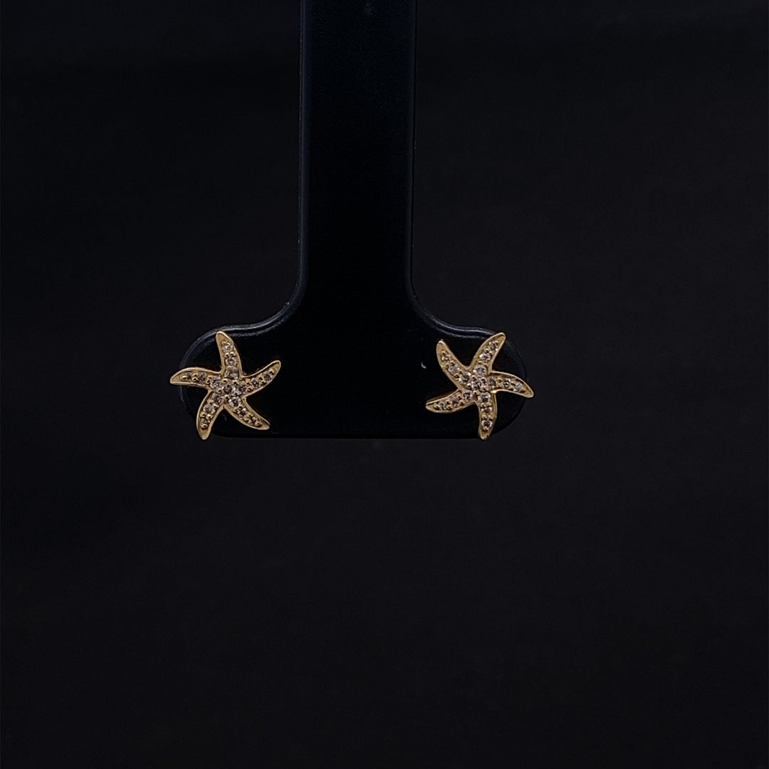 Kids Starfish Diamond Stud Earrings, 14k Solid Gold, Natural Diamonds, Kids jewelry, Gift for toddlers, girls and kids