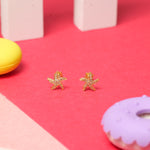 Load image into Gallery viewer, Kids Starfish Diamond Stud Earrings, 14k Solid Gold, Natural Diamonds, Kids jewelry, Gift for toddlers, girls and kids
