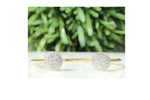 Load image into Gallery viewer, Circle Gold Bracelet, Cluster Setting Bracelet, Natural Diamonds Open Cuff, 14K Solid Gold, Gift for her
