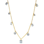 Load image into Gallery viewer, Baguette &amp; Round Diamonds Charms Necklace, Illusion Setting necklace in 14k Solid Gold, Natural Diamonds, Gift For Her

