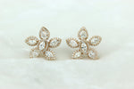 Load image into Gallery viewer, Floral Marquise &amp; Round Diamond Stud Earrings, 14k Solid Gold, Natural Diamonds, Gift for her
