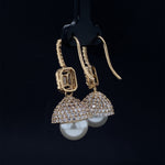Load image into Gallery viewer, Pearl Drop Diamond Earrings, Baguette &amp; Round Diamond Earrings In 14K Solid Gold, Gift For Her
