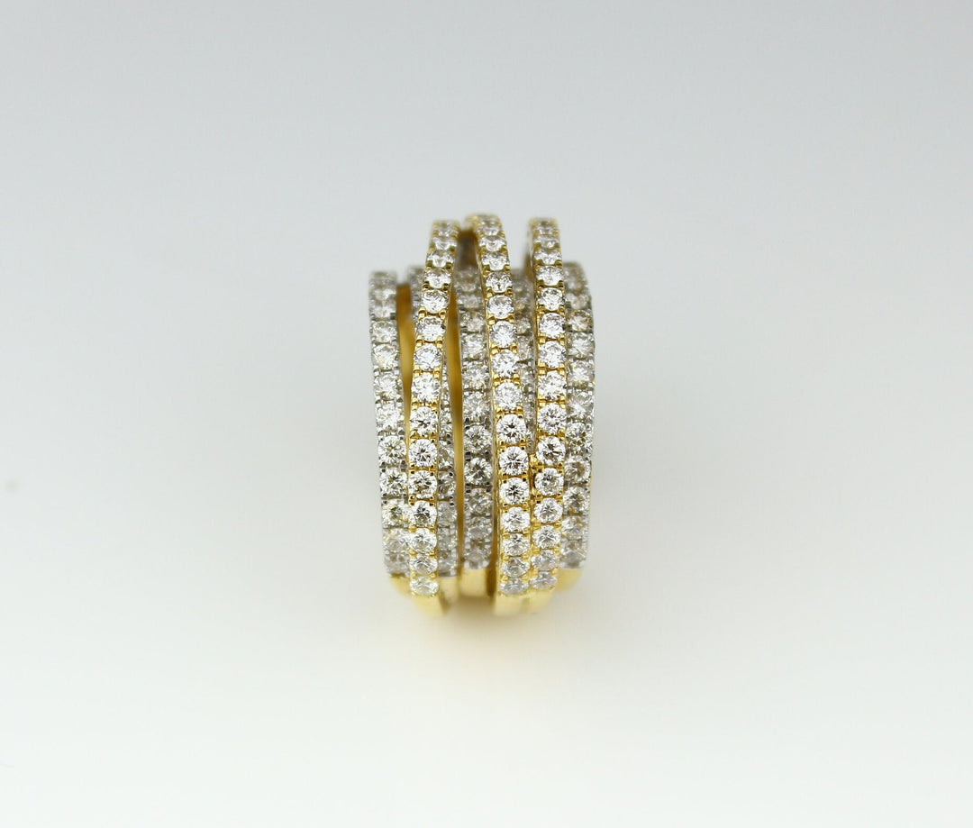 Wide Band Ring with multiple rows of Natural Diamonds, 14K Solid Gold, Cocktail Band, Gift for Her