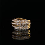 Load image into Gallery viewer, Wide Band Ring with multiple rows of Natural Diamonds, 14K Solid Gold, Cocktail Band, Gift for Her
