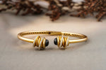 Load image into Gallery viewer, Blue Sapphire Diamond Cuff Bracelet, Spiral Bracelet With Natural Diamonds, 14K Solid Gold, Gift for her
