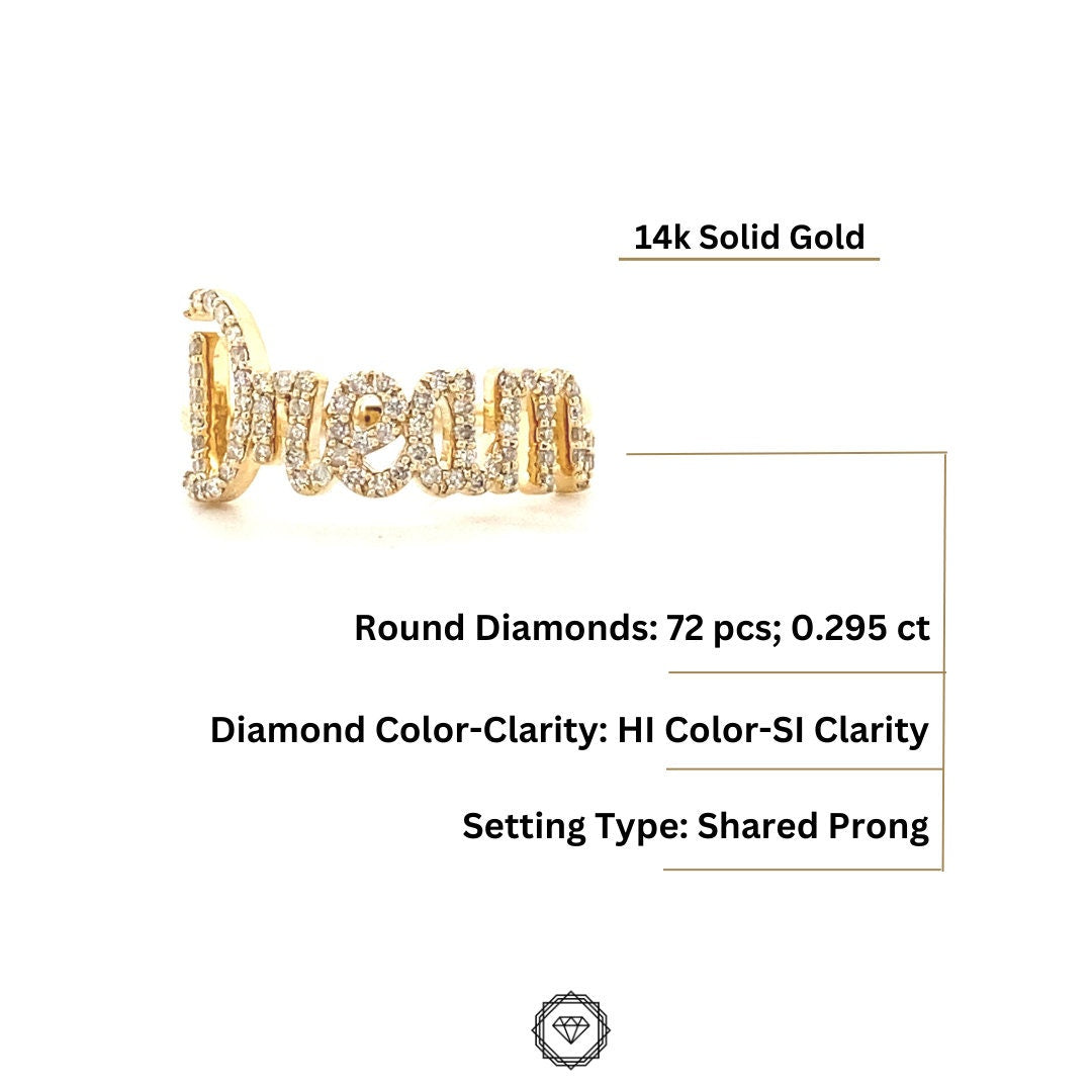 Dream Diamond Ring In 14kt Gold, Statement Ring With Natural Diamonds,  Inspirational Jewelry, Gift For Her