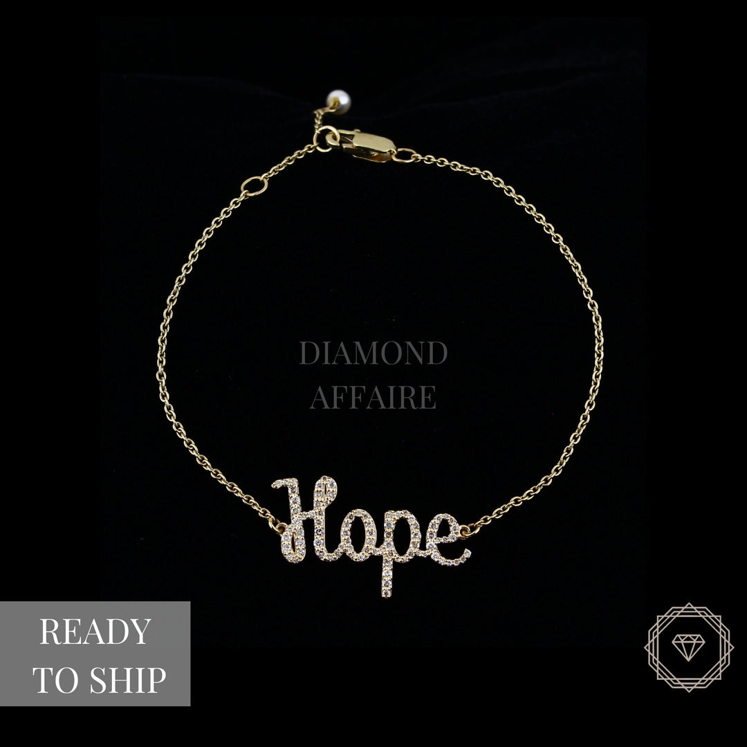 Hope Diamond Bracelet, 14k Solid Gold, Natural Diamonds, Affirmation Jewelry, Everyday Handcrafted Jewelry, Ready To Ship, Women&#39;s Day Gift
