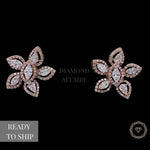 Load image into Gallery viewer, Floral Marquise &amp; Round Diamond Stud Earrings, 14k Solid Gold, Natural Diamonds, Gift for her
