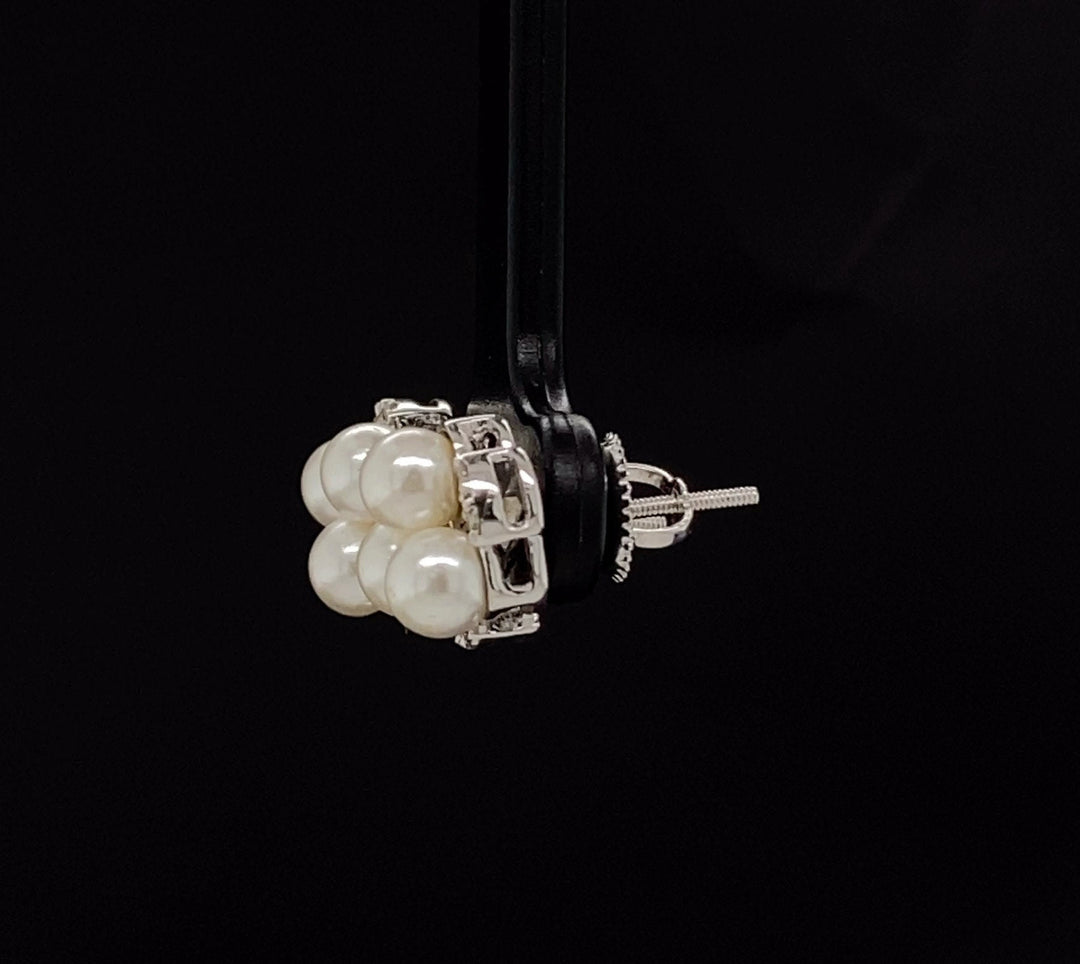 Pearl Stud Diamond Earrings In 14kt Solid Gold, Gemstone Earrings With Natural Diamonds, Gift for her