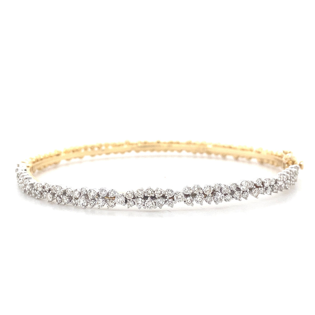 Cluster Bracelet In 14k Solid Gold, Dual Tone Bracelet With Natural Diamonds, Gift for Her
