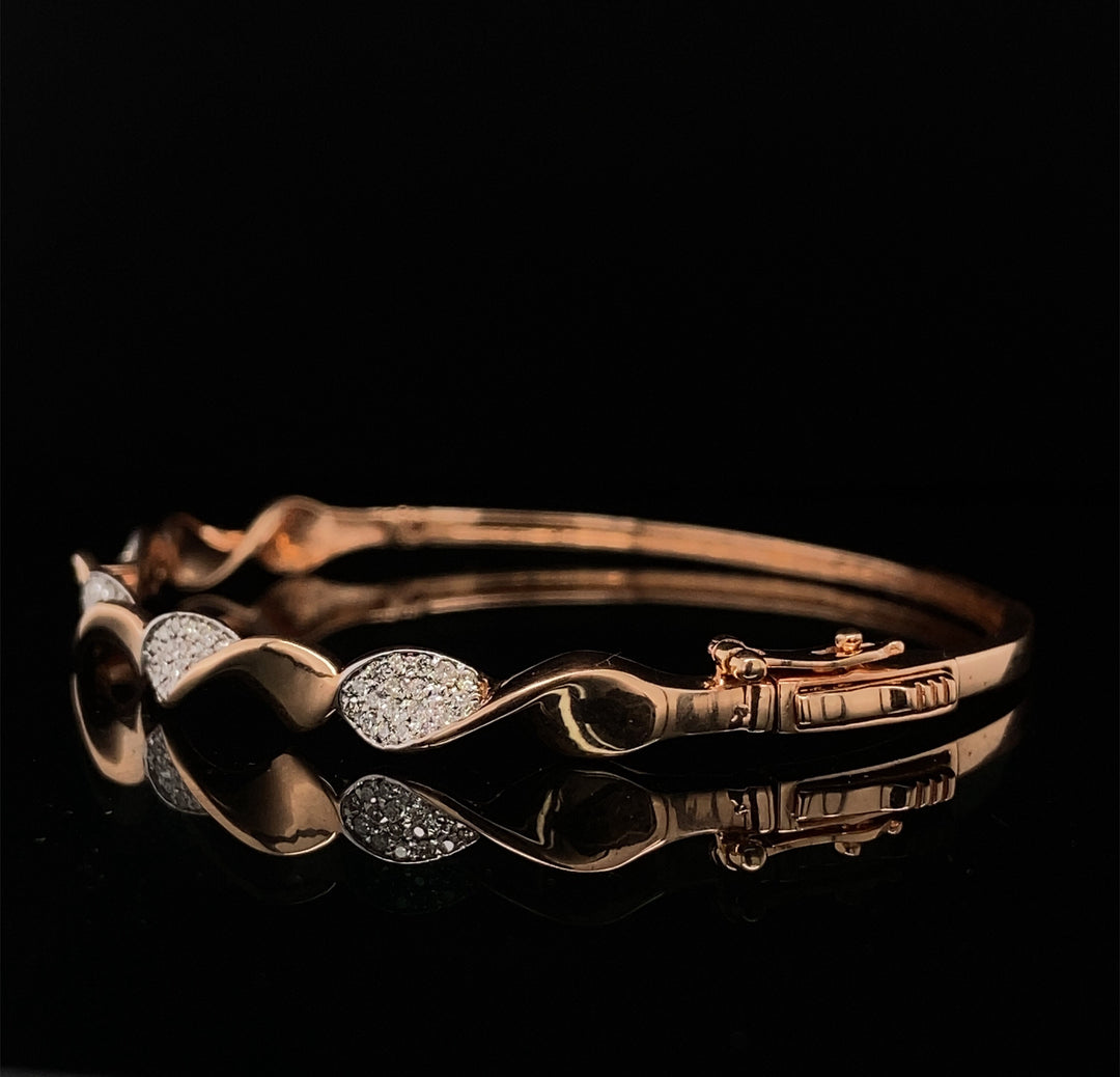 Twisted Wavy Diamond Bracelet, Natural Diamonds, 14k Solid Gold, Gift for her