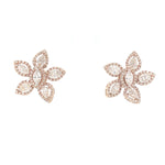 Load image into Gallery viewer, Floral Marquise &amp; Round Diamond Stud Earrings, 14k Solid Gold, Natural Diamonds, Gift for her
