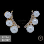 Load image into Gallery viewer, Pearl Stud Diamond Earrings, Natural Diamonds, Gemstone Earrings In 14k Solid Gold, Gift for her
